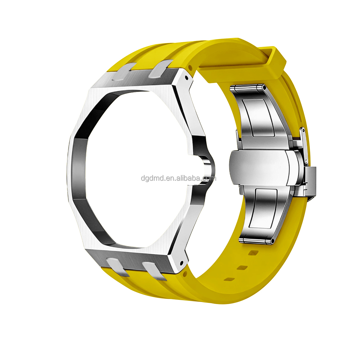 Boîtier argenté 3H + bracelet jaune