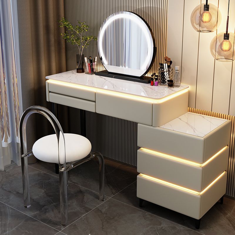 100cm khaki table, cabinet, mirror, acrylic stool