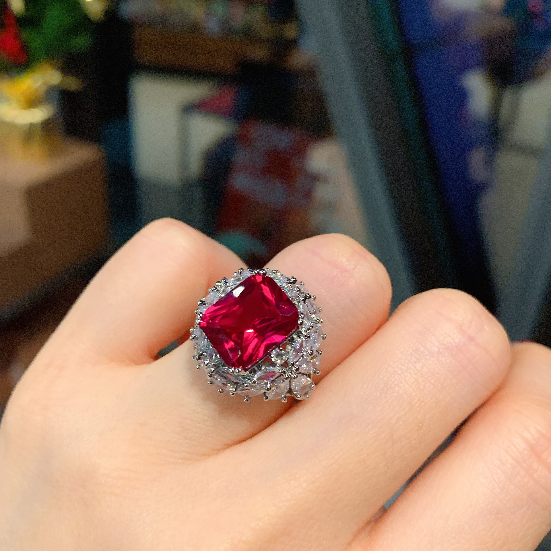 Red glass ring