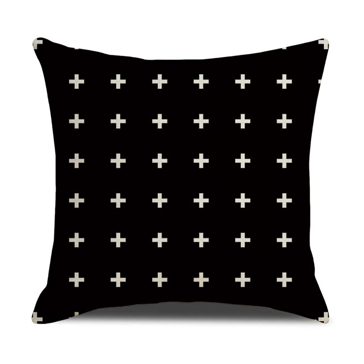 Popular Style Classic Geometric Custom Digital Print Pillowcase Linen Cushion Cover