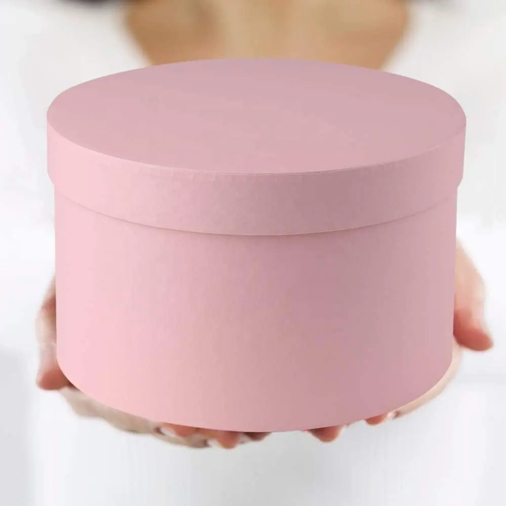 Contenitore di regalo di lusso su ordinazione del cappello rotondo rosa dei mazzi del contenitore di fiore del fioraio del cilindro con il coperchio