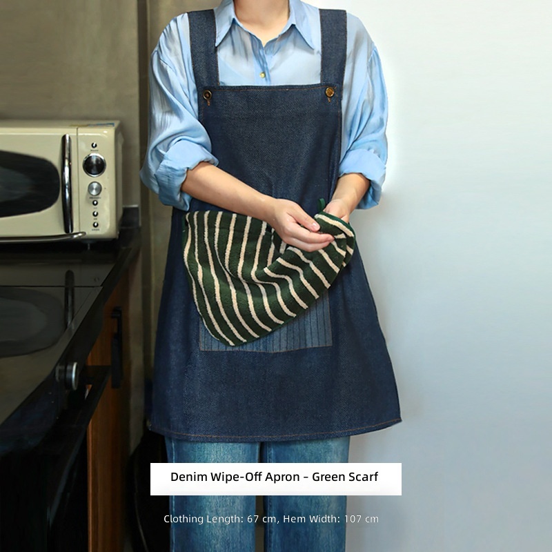 Cowboy hand-wiping apron-green towel