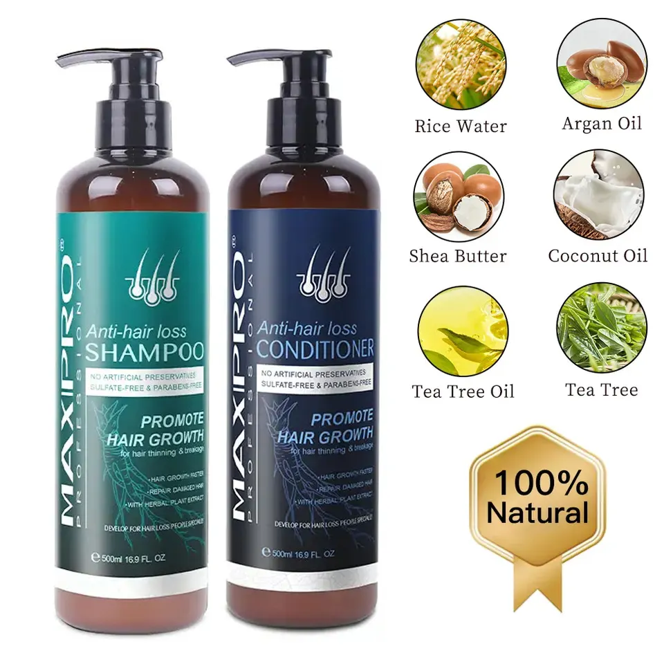Private Label OEM Organic Biotin Hair Growth Shampoo And Conditioner Set Natural Herbal Thickening Anti Hair Loss Hair Care Sets
