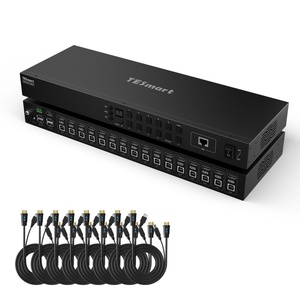 TESmart 16进1出HDMI KVM四路多查看器支持RS232局域网4K60 USB2.0升级16端口KVM交换机