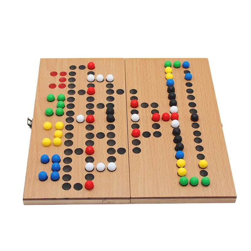 Mini Table Games Wooden Custom Games Ludo Checkers Board Game for Kids Educational Toys Family Fun