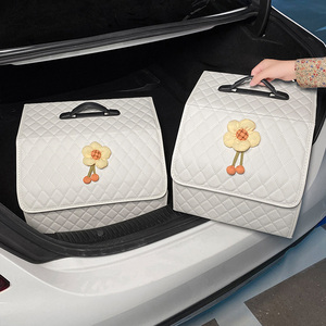 女性ドライバー用カーシート用多機能完全車トランクオーガナイザーボックスネットワークレッドレザー収納 - Product Image 3