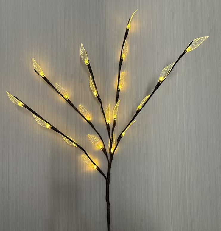 Lampe branche de feuilles, 20 lampes - lumière chaude à piles.