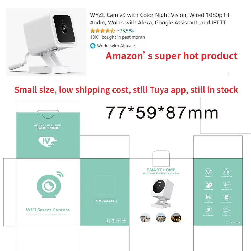 2MP Wifi Tuya Smart Indoor Home Security Camera HD Night Version Motion Tracking Baby Pets Elderly Monitor With Wide-angle lens