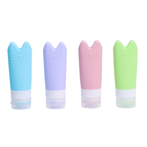 68ML/90ML sevimli kedi seyahat boyutu şişeleri TSA onaylı tuvalet konteyner seti sızdırmaz silikon doldurulabilir şampuan losyon - Product Image 2