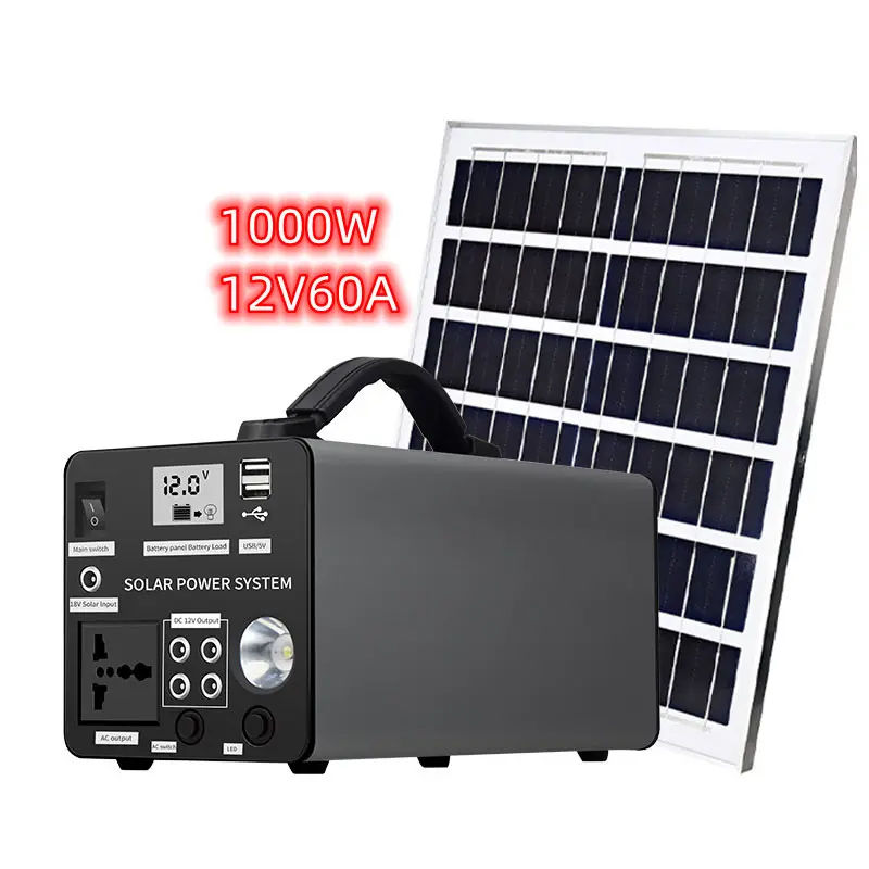 Générateur solaire de centrale électrique avec panneau solaire lumière LED Portable Smart 720wh 12V60A Lithium Ion onde sinusoïdale pure MPPT 8 heures