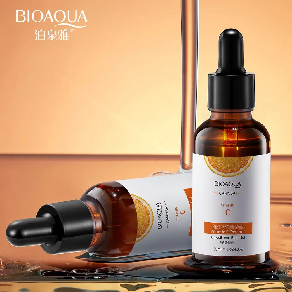 BIOAQUA วิตามินซี เซรั่มบํารุงผิวหน้า สูตรน้ํายาบํารุงผิวต่อต้านริ้วรอยและวัยเพื่อให้ผิวหน้าราบรื่นและสดใส