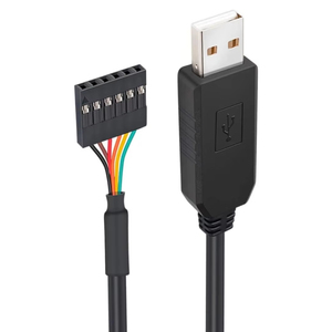 USB to TTL Serial 5V สายอะแดปเตอร์ FTDI ชิป FT232RL 6 PIN 0.1นิ้วหัวขั้วซ็อกเก็ตตัวเมีย6FT ไนลอนสีดำ/พีวีซีสายข้อมูล - Product Image 1