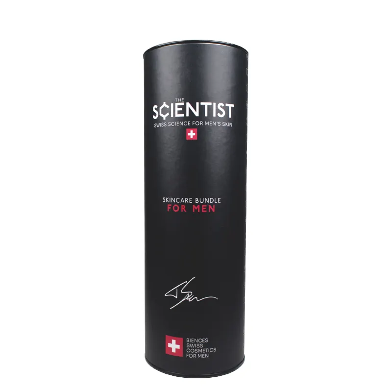 SENCAI Hot Sale Custom Brand Design Metal Lid Recycled Black Luxury Cosmetics Cylinder