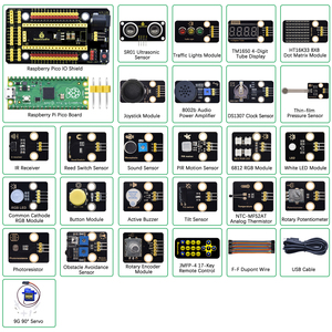 Keyestudio Kit de Aprendizaje de Sensor Raspberry Pi Pico 24 en 1 para Tableros Educativos y Creadores