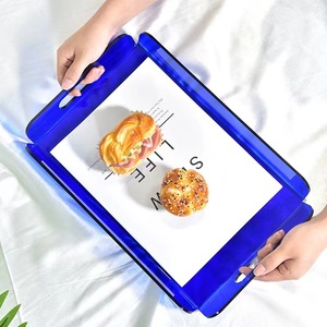 批发环保彩色亚克力托盘带把手早餐装饰茶几收纳器 - Product Image 4