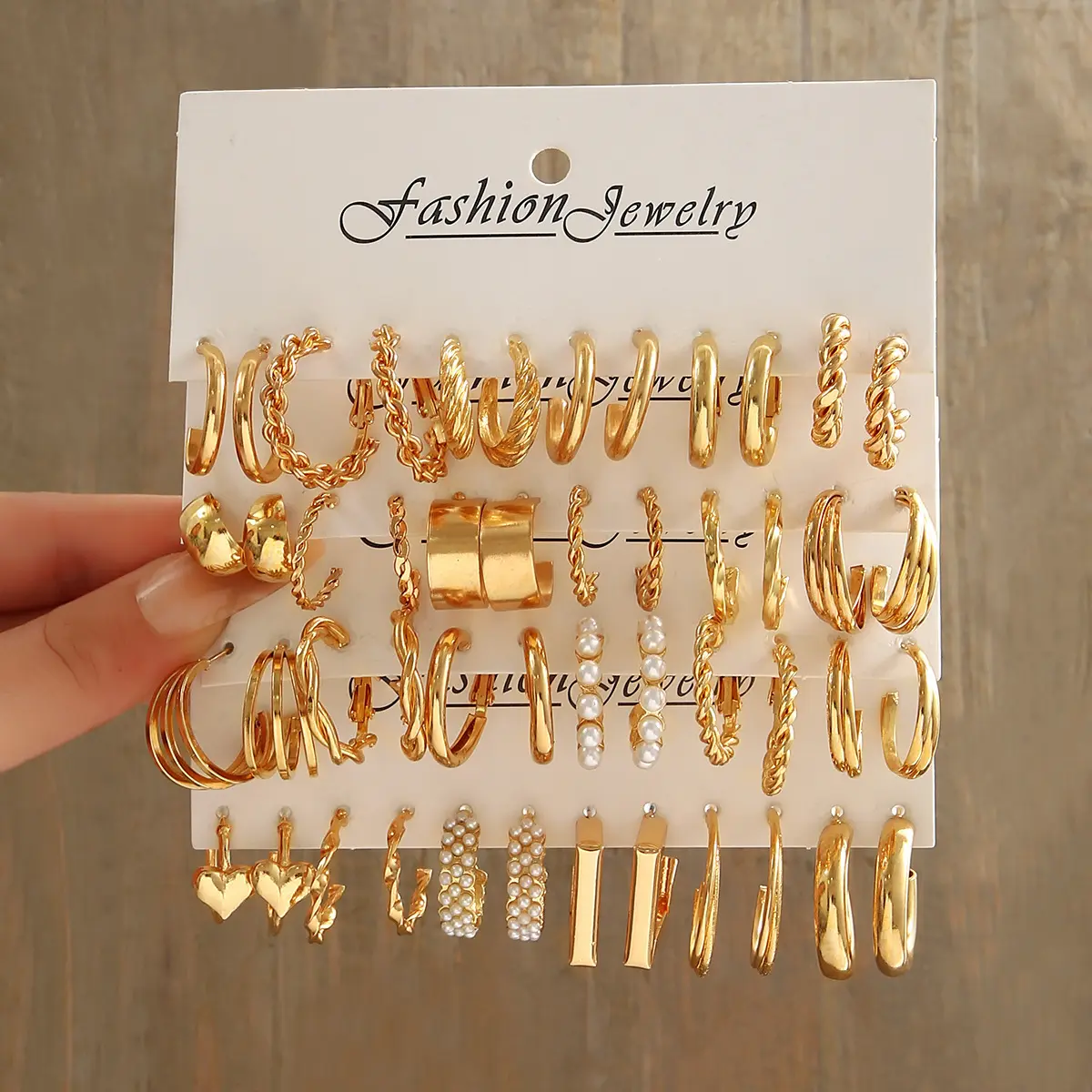 Fashion Jewelry Earrings Trendy Gold Metal Earrings Set 6pcs/Set Geometric Pearl Circle Drop Earring Jewelry