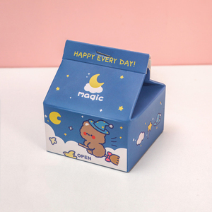 可爱动物牛奶纸箱形状记事本备忘录不粘撕下卡通记事本定制 - Product Image 2