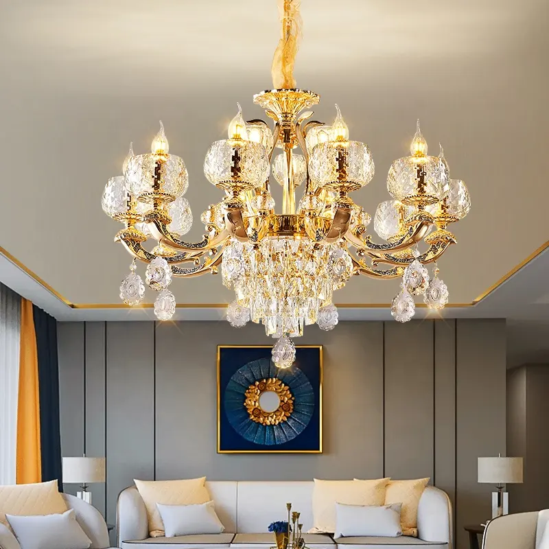 Lampadario di cristallo in lega di zinco di lusso nordico leggero moderno di lusso soggiorno sala da pranzo lampadario duplex villa lampada di cristallo