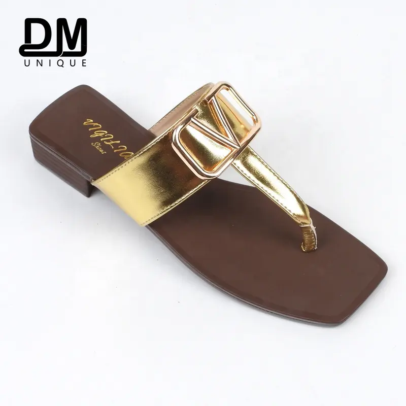 DM Wholesale Custom OEM Designer Sandals Slippers Logo Ladies Low Heels Slippers