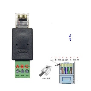 RJ45 a RS485 Terminal de tornillo de 3 pines Adaptador de red Convertidor de bloque Conector de cabeza de cristal - Product Image 3