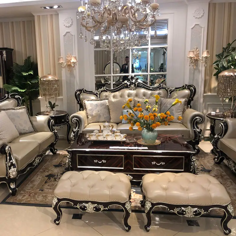 Европейский кожаный антикварный диван для гостиной роскошный классический диван вилла простой европейский небольшой квартирный стиль американская мебель