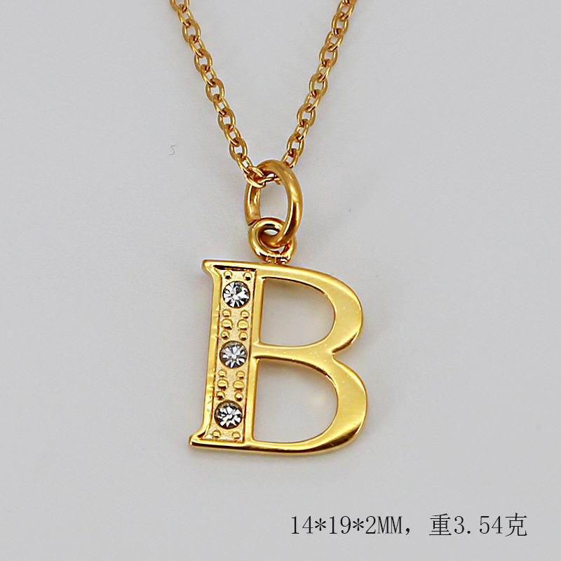 (ทอง) ตัวอักษร B (รวมสร้อยคอ)