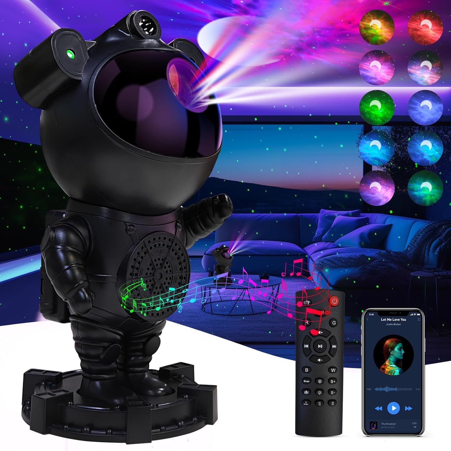 Black - Starry Galaxy Star Night Lights