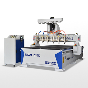 多头6主轴CNC机器/3轴木雕CNC路由器，带旋转轴