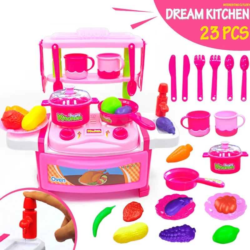 Hanye-Mini Juguetes Divertidos para niños, juego de cocina, mesa de cocina de imitación con vajilla, juego de cocina, juguete