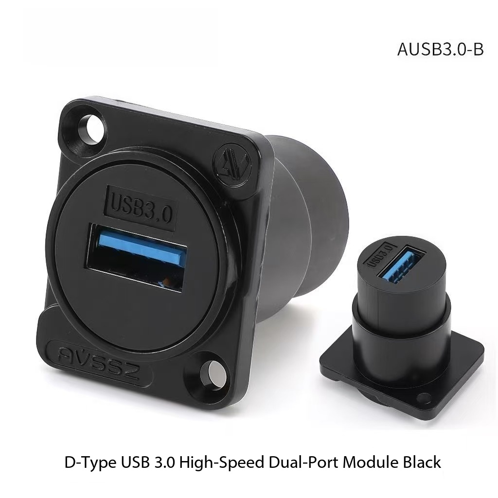 D Shape USB3 0 High Speed Inline Coupler Black