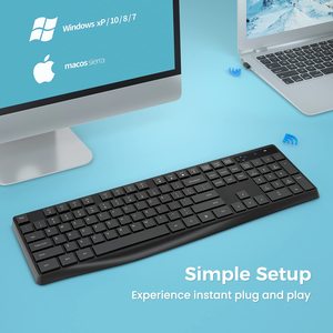 Teclado inalámbrico Bluetooth ergonómico de 2,4G para ordenador, luz indicadora ampliada, teclado de PC de tamaño completo para ordenador portátil de escritorio - Product Image 2