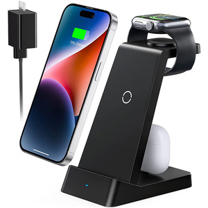 18W 3 in 1 kablosuz şarj standı masası tipi C şarj istasyonu iPhone 16 15 14 13 için Apple izle 6 9 ve Airpods 3 2 - Product Image 1