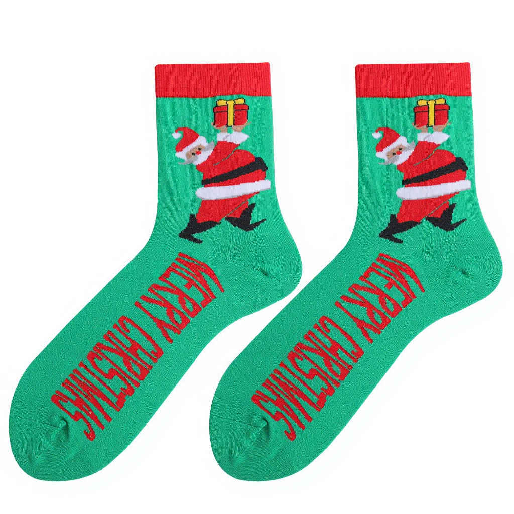 Df0123 santa claus mid-calf socks