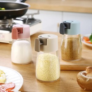 Ölçülebilir tuzluk 100ml basın tipi kontrol boş geri dönüşümlü cam tuz çeşni şişesi mutfak kantitatif tuz kavanozu - Product Image 6