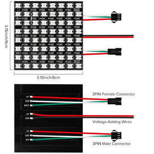 Pannello luminoso Ws2812b a colori DC5V 8x32 16x16 8x8 matrice led rgb flessibile indirizzabile individualmente digitale - Product Image 3