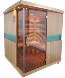 Modern 6-Person düşük EMF uzak kızılötesi Sauna odası katı Hemlock ahşap ıslak buhar fonksiyonu Spa küvetleri Sauna odaları - Product Image 2