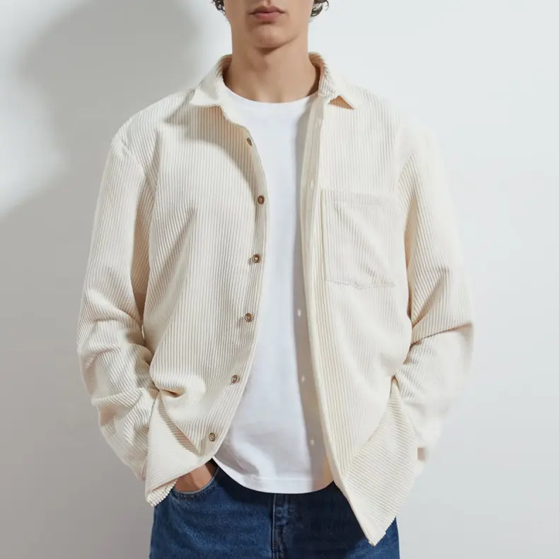 कस्टम उच्च गुणवत्ता Mens संगठन कपास आकस्मिक लंबी आस्तीन Overshirt जैकेट के लिए सरल फैशन नरम कॉरडरॉय जैकेट पुरुषों स्टाइलिश