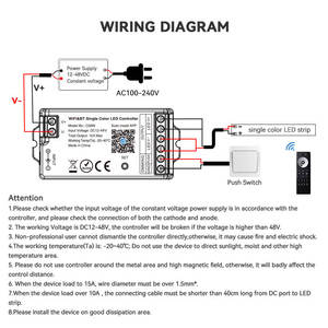 莱米热卖WiFi 2.4G推暗智能单色发光二极管条控制器，适用于DC 12V 24V 36V 48v脉宽调制单色发光二极管带 - Product Image 5