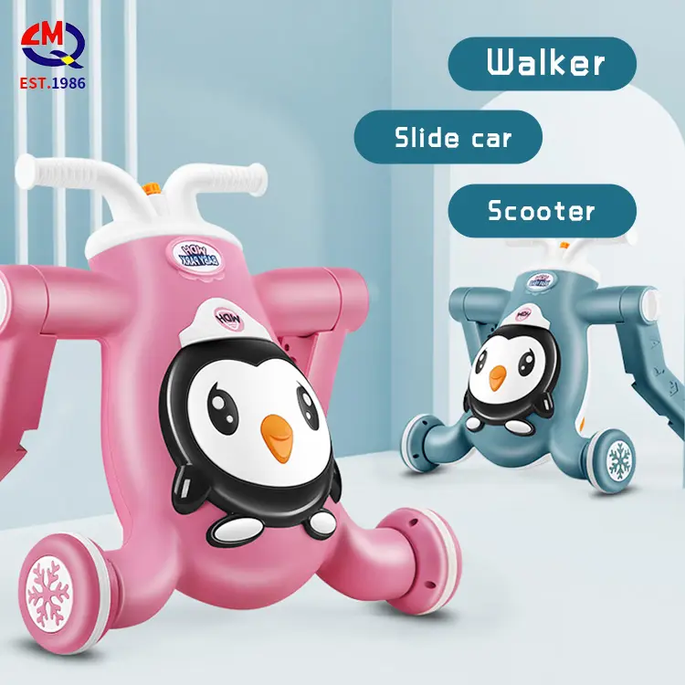New Arrival Penguin Rideable Walker Two Colors Battery Operated 3 In 1 Learning Baby Walker With Light And Music