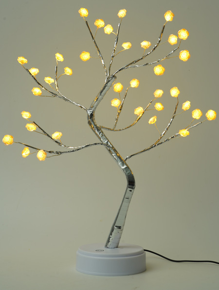 36l ivory rose tree light-silver branch warm white