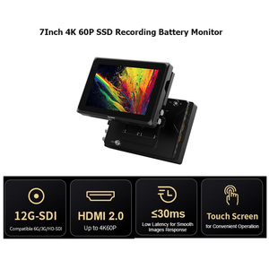 2x12G SDI Interface Touch Screen/1500nits 7&quot; 4K 60p 1920x1200 Resolution Camera SSD Battery Recording <strong>Monitor</strong> - Product Image 3