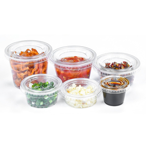 1/<strong>2</strong>/<strong>3</strong>/4 Oz Disposable Clear Plastic Salad Dessert Portion <strong>Cups</strong> with Eco-Friendly Lid Single Wall Style