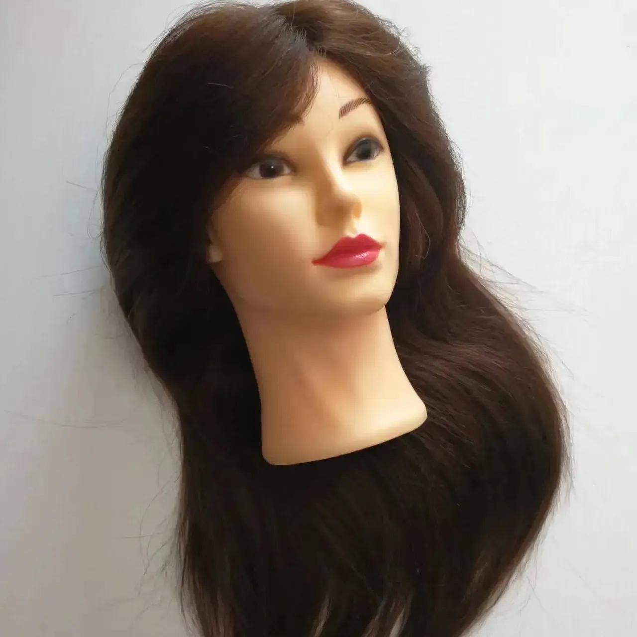 Cabezales de entrenamiento de Maniquí de pelo simulado mixto Popular cabeza de muñeca de cosmetología para práctica de peluquería de salón