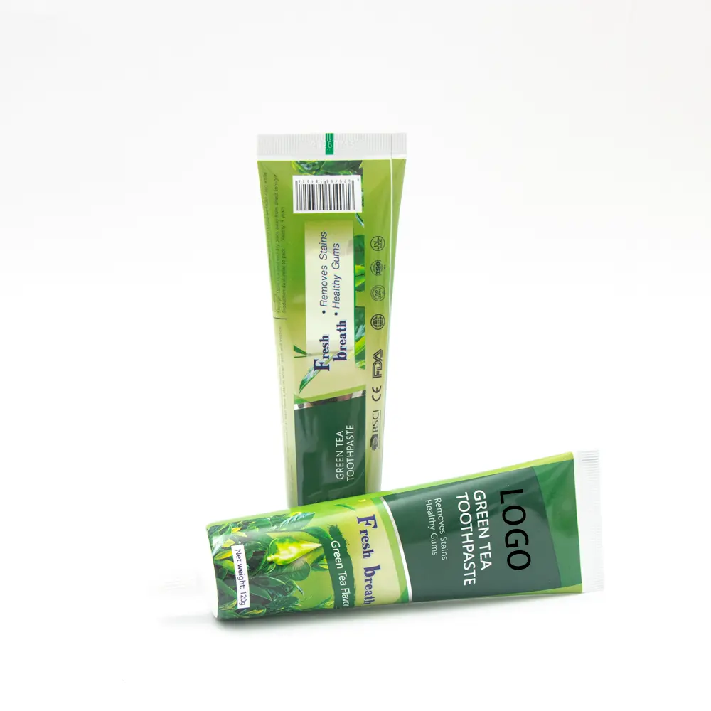 OEM dentifricio tè verde menta rimozione delle macchie di denti pulire la bocca a base di erbe piccole marche di dentifricio