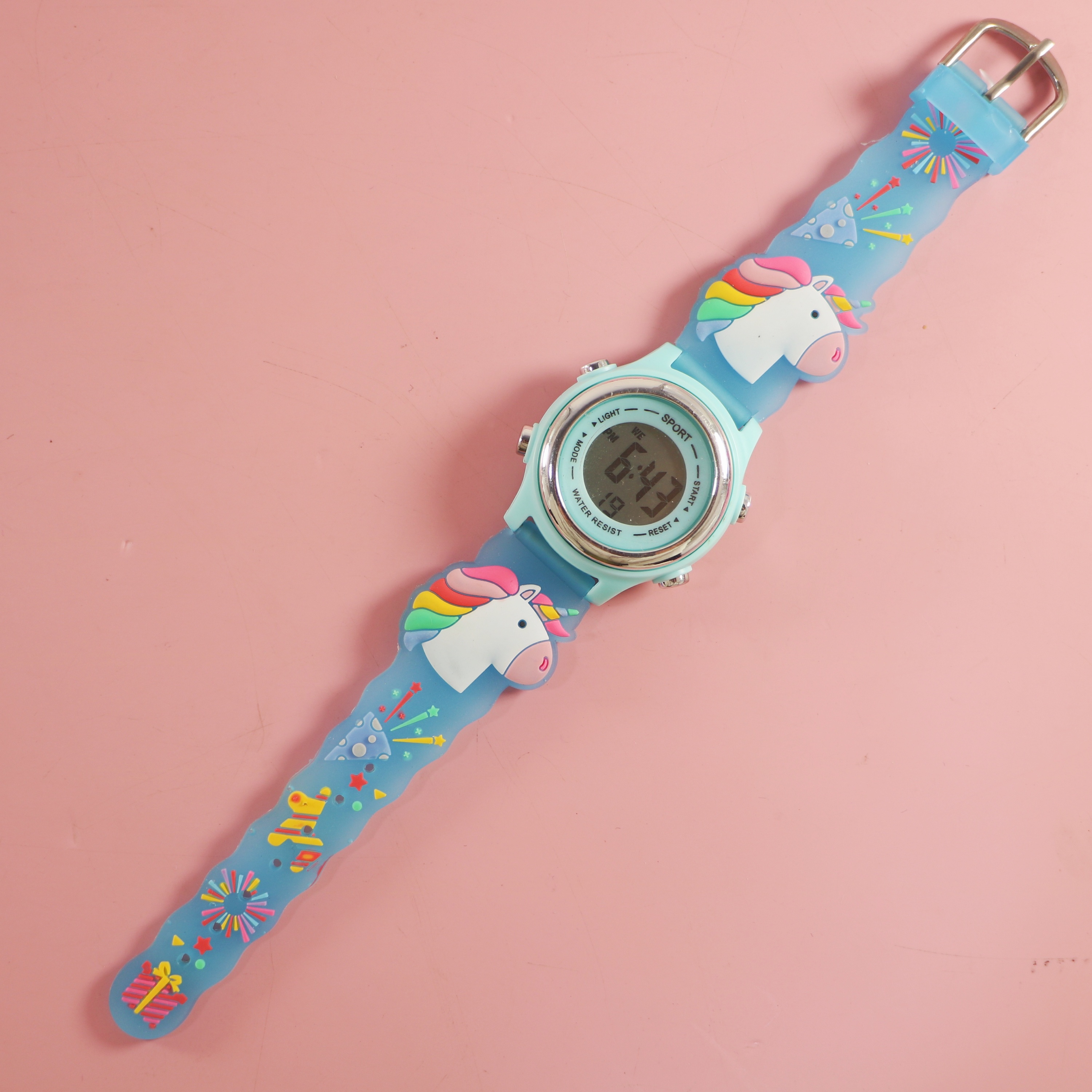 Azul claro con estampado de unicornio 1