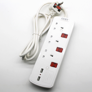 Universal <strong>UK</strong> Standard Surge Protector Wall <strong>Mount</strong> New Power Strip With USB Charging Ports 3 Way Outlet Extension Plug Socket - Product Image 5