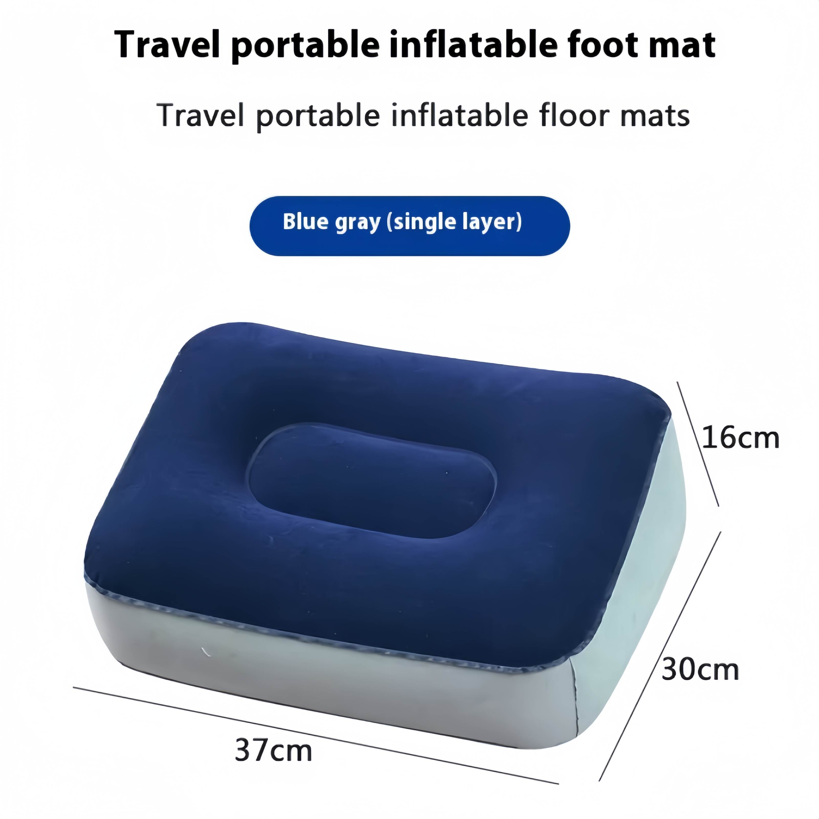 Repose-pieds gonflable monocouche bleu et gris