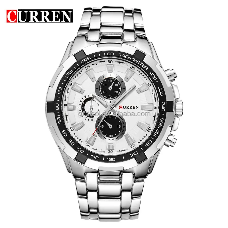 Curren 8023 orologio con quadrante a tre occhi logo personalizzato orologio di moda di lusso per uomo orologio al quarzo di alta qualità in acciaio inossidabile