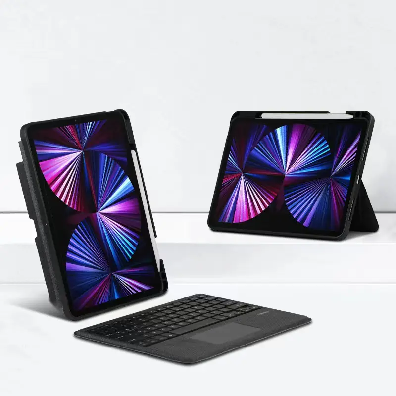 Für iPad Air 5. Generation Fall mit Tastatur 7-RGB Hintergrund beleuchtung BT 5.1 PU Touchpad Leder mobile Tastatur Fall mit Stift halter