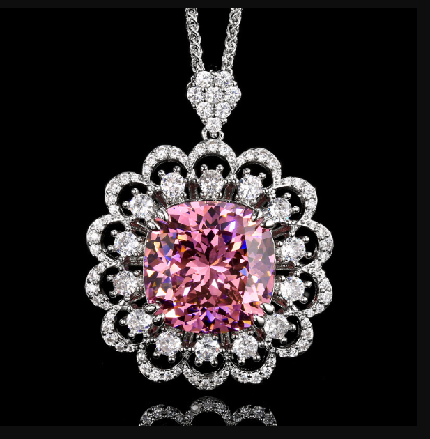Dried rose pendant with Chopin chain